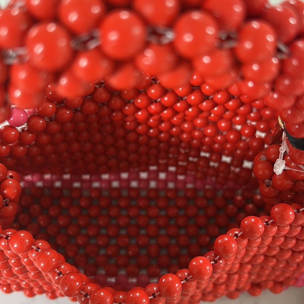 KATE SPADE x Target Colorblock Red and Pink Beaded Crossbody Handbag - Picture 3 of 6
